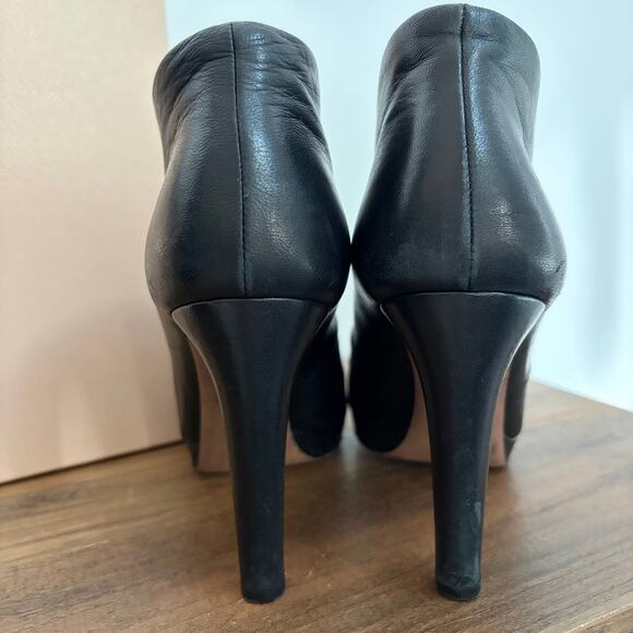 Prada Nappa Basic Nero Sz 39 US 9 Leather Ankle Heel Booties Box Dust Bag AUTH - Picture 5 of 13